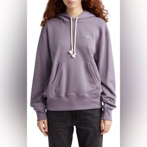 Acne Studios Fairah Face Patch Oversize Cotton Hoodie in Faded Purple